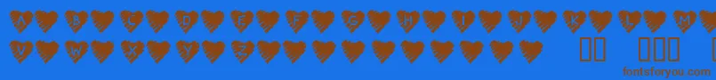 KrScribbleHeart-fontti – ruskeat fontit sinisellä taustalla