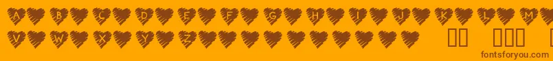KrScribbleHeart-Schriftart – Braune Schriften auf orangefarbenem Hintergrund