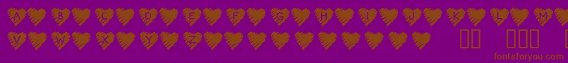 KrScribbleHeart-fontti – ruskeat fontit violetilla taustalla