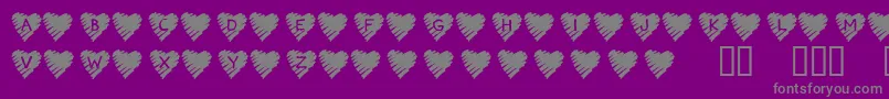 Czcionka KrScribbleHeart – szare czcionki na fioletowym tle