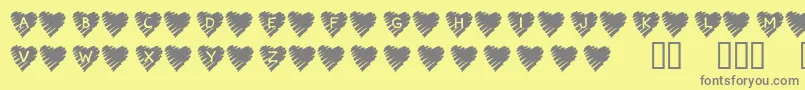 KrScribbleHeart Font – Gray Fonts on Yellow Background