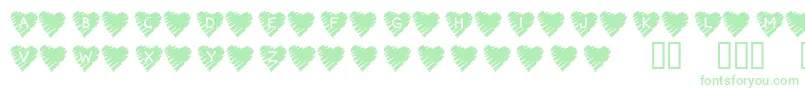 Fonte KrScribbleHeart – fontes verdes em um fundo branco
