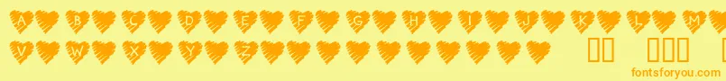 KrScribbleHeart Font – Orange Fonts on Yellow Background