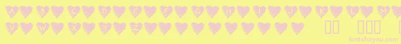 Fonte KrScribbleHeart – fontes rosa em um fundo amarelo