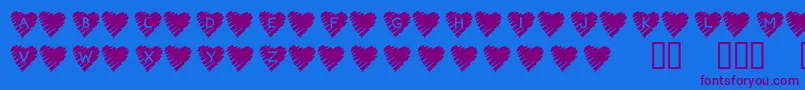 フォントKrScribbleHeart – 紫色のフォント、青い背景