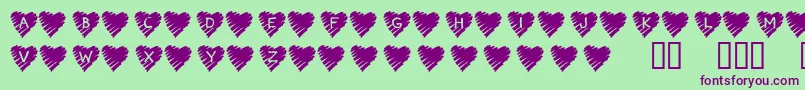 Шрифт KrScribbleHeart – фиолетовые шрифты на зелёном фоне