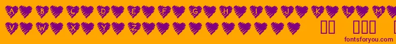 Police KrScribbleHeart – polices violettes sur fond orange
