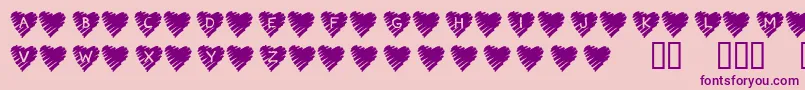 KrScribbleHeart-fontti – violetit fontit vaaleanpunaisella taustalla