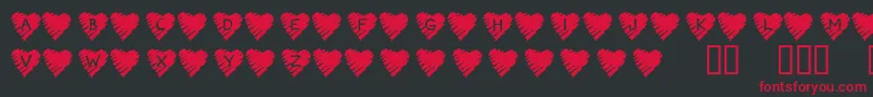 KrScribbleHeart Font – Red Fonts on Black Background
