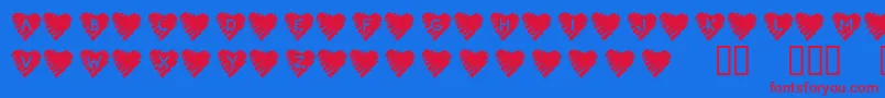 KrScribbleHeart-fontti – punaiset fontit sinisellä taustalla