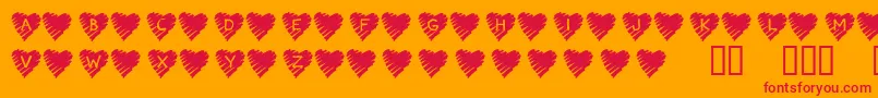 KrScribbleHeart Font – Red Fonts on Orange Background