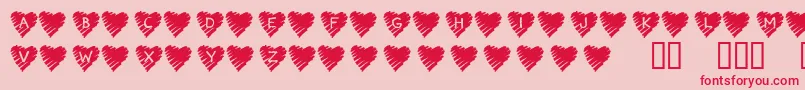 フォントKrScribbleHeart – ピンクの背景に赤い文字