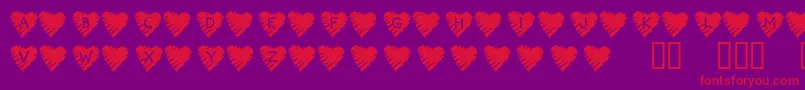 KrScribbleHeart Font – Red Fonts on Purple Background