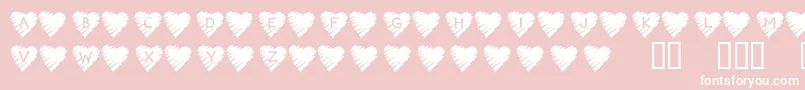 KrScribbleHeart-Schriftart – Weiße Schriften auf rosa Hintergrund