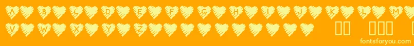 KrScribbleHeart-fontti – keltaiset fontit oranssilla taustalla