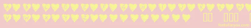 KrScribbleHeart Font – Yellow Fonts on Pink Background