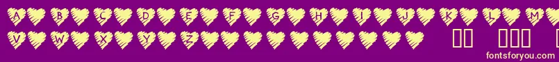 Police KrScribbleHeart – polices jaunes sur fond violet