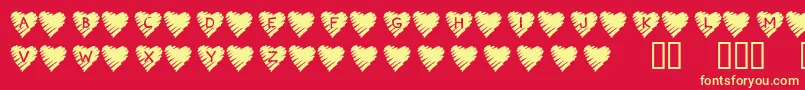 KrScribbleHeart Font – Yellow Fonts on Red Background
