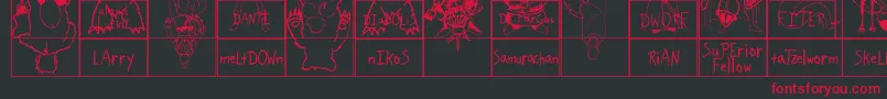 Fonte SparksScrapbook – fontes vermelhas em um fundo preto