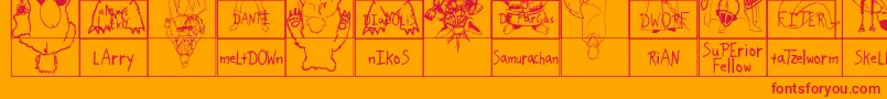 SparksScrapbook Font – Red Fonts on Orange Background