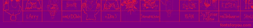 Fonte SparksScrapbook – fontes vermelhas em um fundo violeta