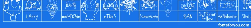SparksScrapbook-Schriftart – Weiße Schriften auf blauem Hintergrund