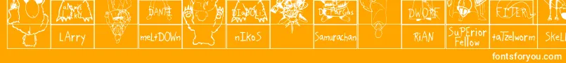 Fonte SparksScrapbook – fontes brancas em um fundo laranja