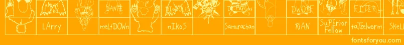 SparksScrapbook-fontti – keltaiset fontit oranssilla taustalla
