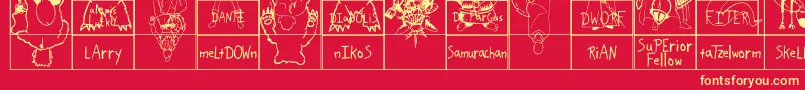 SparksScrapbook Font – Yellow Fonts on Red Background
