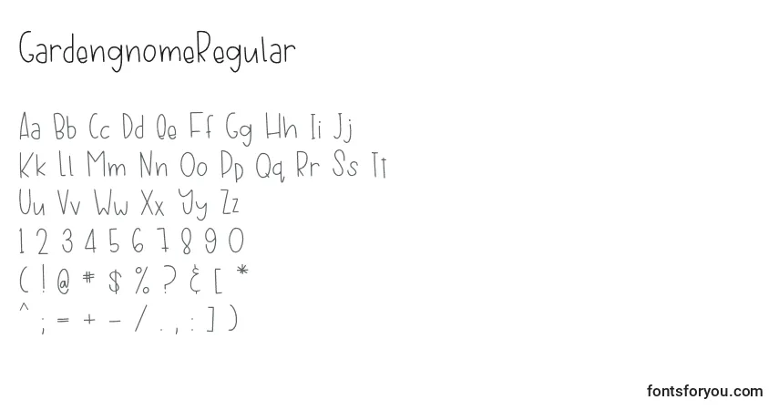 GardengnomeRegular Font – alphabet, numbers, special characters