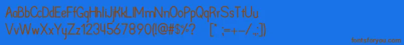 フォントArpoador – 茶色の文字が青い背景にあります。