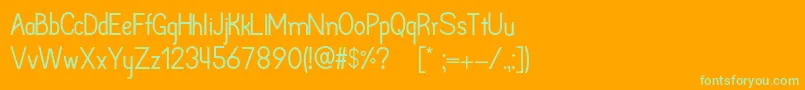 Arpoador-Schriftart – Grüne Schriften auf orangefarbenem Hintergrund