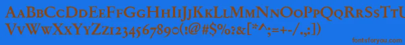 Garamondno2sctmed-Schriftart – Braune Schriften auf blauem Hintergrund