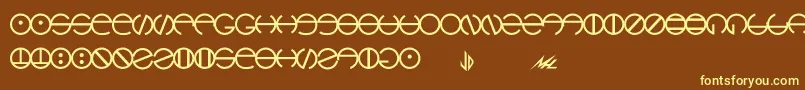 Hyach-Schriftart – Gelbe Schriften auf braunem Hintergrund