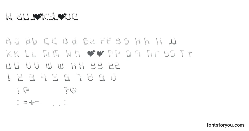 Schriftart Naujokslove – Alphabet, Zahlen, spezielle Symbole