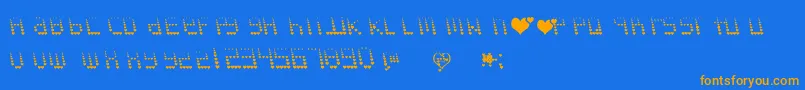 Naujokslove-Schriftart – Orangefarbene Schriften auf blauem Hintergrund