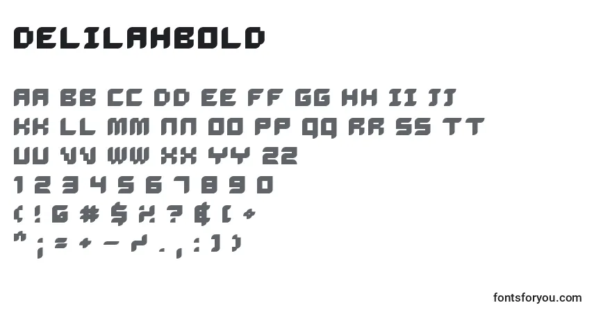 Шрифт DelilahBold – алфавит, цифры, специальные символы