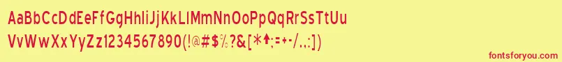 BlueHighwayCondensed Font – Red Fonts on Yellow Background
