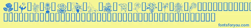 FloralDesign Font – Blue Fonts on Yellow Background