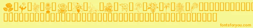 フォントFloralDesign – オレンジの文字が黄色の背景にあります。