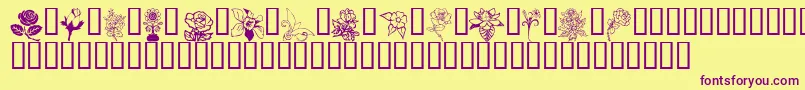 FloralDesign-fontti – violetit fontit keltaisella taustalla