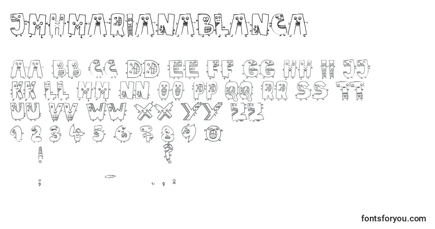 A fonte JmhMarianaBlanca – alfabeto, números, caracteres especiais