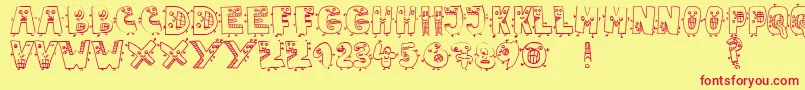 フォントJmhMarianaBlanca – 赤い文字の黄色い背景