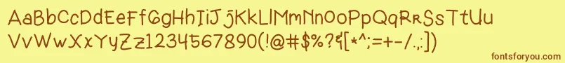 Renemma-Schriftart – Braune Schriften auf gelbem Hintergrund