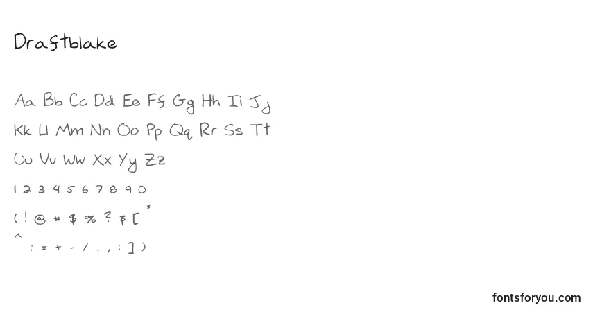 A fonte Draftblake – alfabeto, números, caracteres especiais