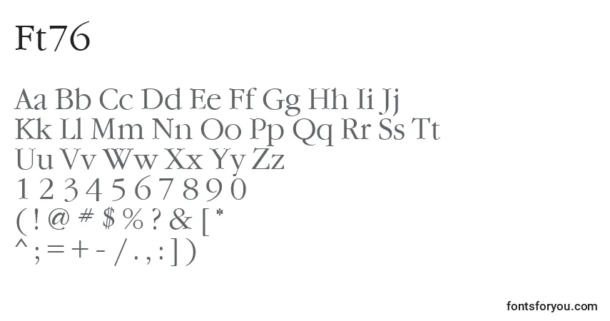 Schriftart Ft76 – Alphabet, Zahlen, spezielle Symbole
