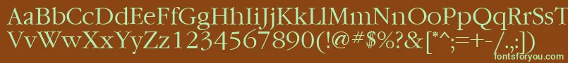 フォントFt76 – 緑色の文字が茶色の背景にあります。