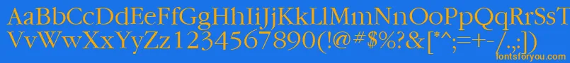フォントFt76 – オレンジ色の文字が青い背景にあります。