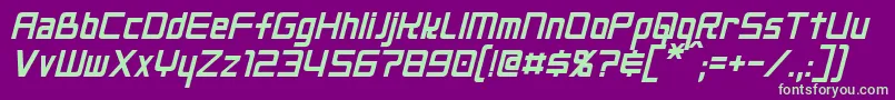 NeoGenItalic-Schriftart – Grüne Schriften auf violettem Hintergrund