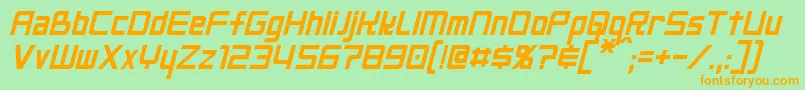 NeoGenItalic-fontti – oranssit fontit vihreällä taustalla